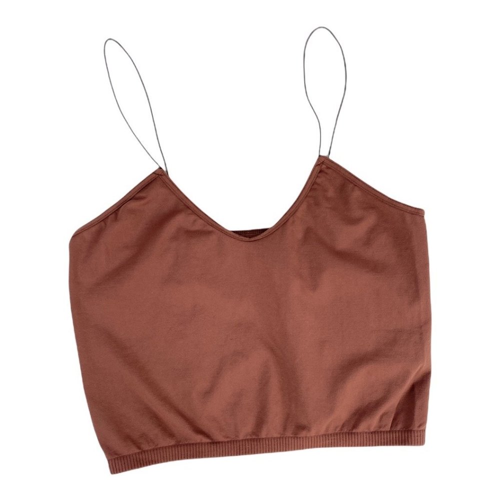 Free People Cami Skinny Strap Brami Brown Black Straps Size M/L
